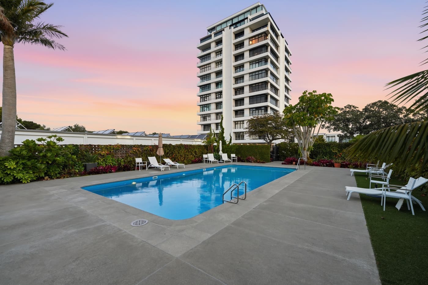 Poolside at twilight
