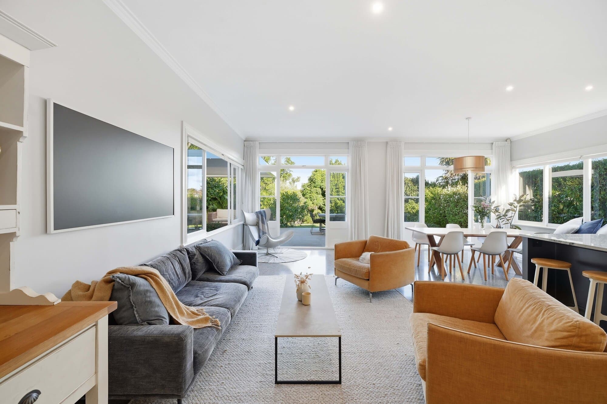 Living room with leather armchairs